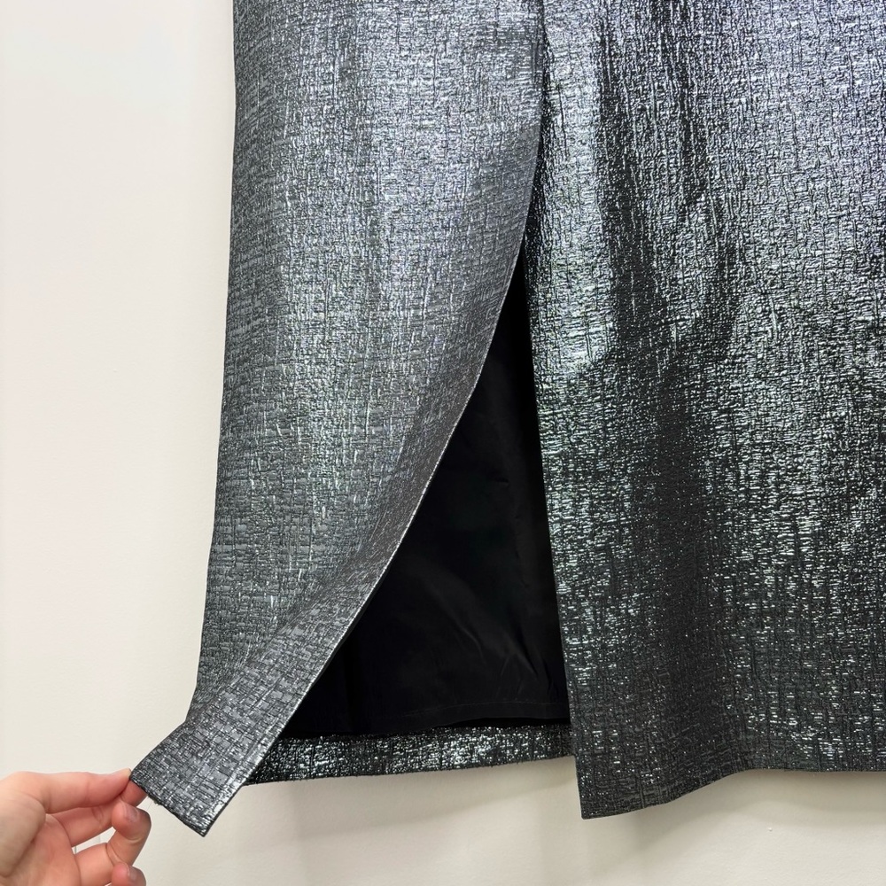 Rickie Freeman for Teri Jon Blue Silver Slit Gown - Picture 12 of 16